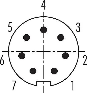 联系安排 (外掛程式側) M9 直头针头电缆连接器, 极数: 7, 3.5-5.0mm, 非屏蔽, 焊接, IP67