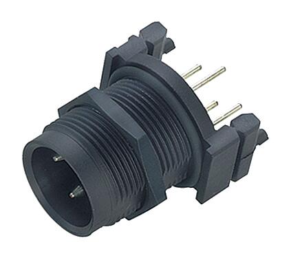 插图 M18 针头法兰座, 极数: 4, 非屏蔽, THT, IP67, UL, M18x1,0, 後壁安裝