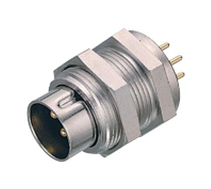 3D View 09 0477 22 07 - M9 IP40 Male panel mount connector, Contacts: 7, unshielded, THT, IP40
