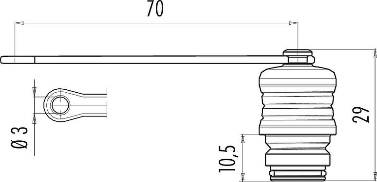 Scale drawing Protecting cap, IP67, for male panel mount connector