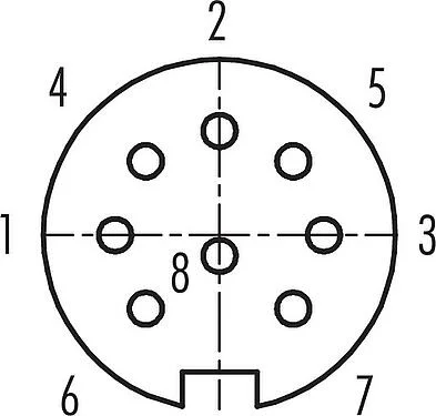 联系安排 (外掛程式側) M16 直头孔头电缆连接器, 极数: 8 (08-a), 6.0-8.0mm, 可接屏蔽, 焊接, IP40