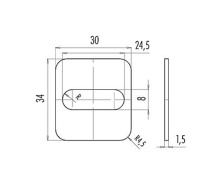 Scale drawing 16 8092 000 - Type A - Flat gasket, NBR beige; Series 210