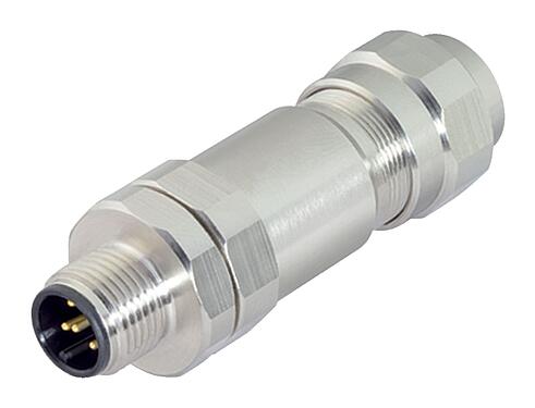 Illustration M12 Male cable connector, Contacts: 5, 5.5-8.6 mm, shieldable, screw clamp, IP68/IP69K, UL 2238, Ecolab, stainless steel, with shielding ring