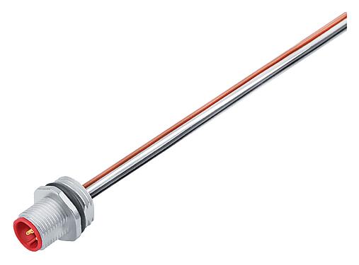 Illustration M12 Male panel mount connector, Contacts: 4, unshielded, single wires, IP68, UL 2238, M16x1.5, Front mounting