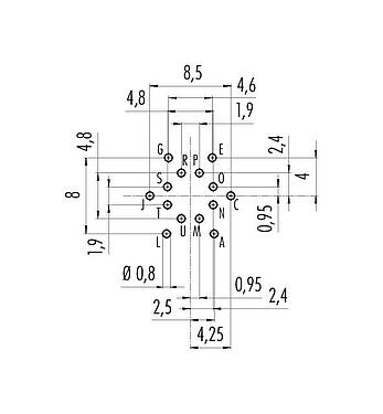 导体结构 M16 孔头法兰座, 极数: 14 (14-b), 非屏蔽, THT, IP40, M18x0,75, 後壁安裝