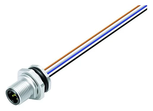 Illustration 76 2631 1111 00005-0200 - M12 Male panel mount connector, Contacts: 5, unshielded, single wires, IP68, UL 2238, M16x1.5, Rear mounting, stainless steel