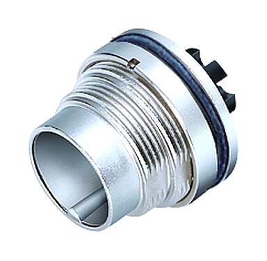 Illustration M16 Male panel mount connector, Contacts: 4 (04-a), unshielded, crimping (Crimp contacts must be ordered separately), IP67, UL 2238, M18x0,75, Rear mounting