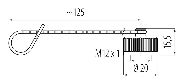 Scale drawing Protecting cap, IP67, for male cable connector