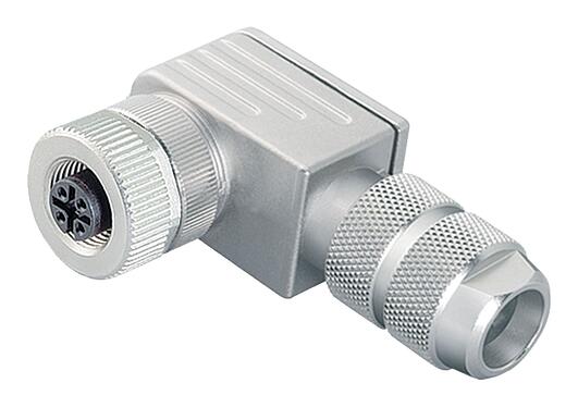 Illustration M12 Female angled connector, Contacts: 4, 5.0-8.0 mm, shieldable, screw clamp, IP67, UL 2238, iris spring