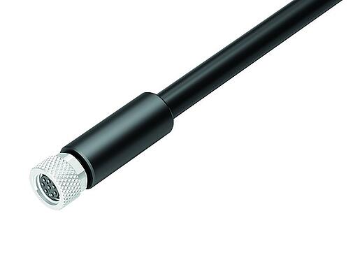 Illustration M8 Female cable connector, Contacts: 8, shielded, moulded on the cable, IP67/IP69K, M8x1.0, PUR, black, 8 x 0.25 mm², 5 m