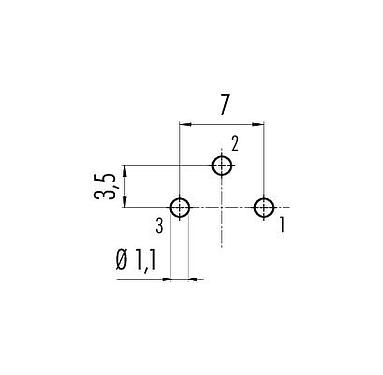 导体结构 M16 针头法兰座, 极数: 3 (03-a), 非屏蔽, THT, IP67, UL 2238, M18x0,75, 後壁安裝