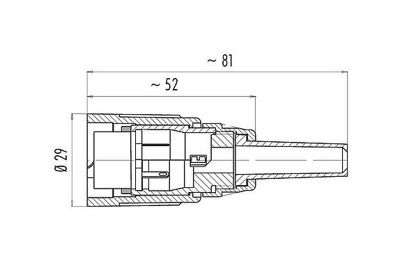 比例图 09 0064 00 07 - 卡扣式 直头孔头电缆连接器, 极数: 7, 5.0-8.0mm, 可接屏蔽, 焊接, IP40