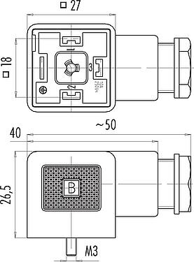 比例图 设备插座, 极数: 3+PE, 6.0-8.0mm, 非屏蔽, 螺钉接线, IP40 不带密封圈, VDE, ESTI+, PG 9