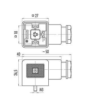 比例图 设备插座, 极数: 3+PE, 6.0-8.0mm, 非屏蔽, 螺钉接线, IP40 不带密封圈, UL, ESTI+, VDE, PG 9