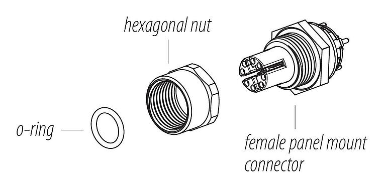 Assembly instructions 99 3782 210 08 - M12 Female panel mount connector, Contacts: 8, shieldable, THT, IP67, UL