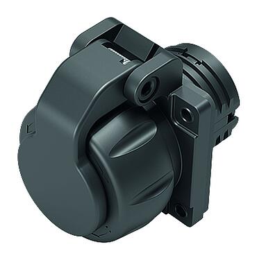 Illustration Bayonet Female panel mount connector, Contacts: 4+PE, unshielded, crimping (Crimp contacts must be ordered separately), IP68/IP69K, UL 2238, VDE, Front mounting, UV resistant