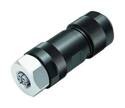 插图 M12 直头孔头电缆连接器, 极数: 4+FE, 8.0-13.0mm, 非屏蔽, 螺钉接线, IP67, M12x1.0, 不锈钢