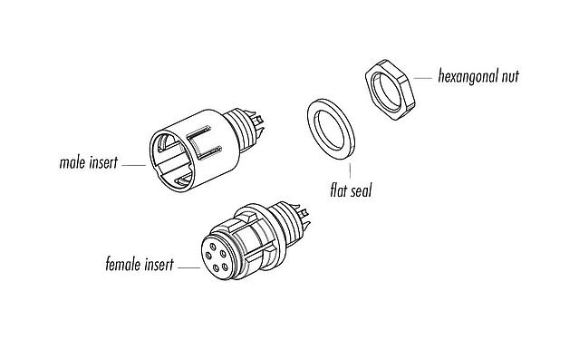 Component part drawing 99 9227 490 08 - Snap-In Male panel mount connector, Contacts: 8, unshielded, THT, IP67