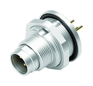 M9 Male panel mount connector, Contacts: 3, unshielded, THT, IP67, M12x0.5, Rear mounting, potted