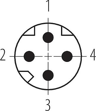 联系安排 (外掛程式側) M8 针头法兰座, 极数: 4, 可接屏蔽, THT, IP67, M8x1.0, 後壁安裝, 模压成型