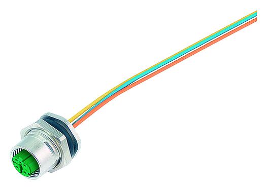 Illustration 76 0536 1011 00404-0200 - M12 Female panel mount connector, Contacts: 4, unshielded, single wires, IP67, UL, PG 9, Rear Mounting
