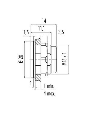 比例图 Snap-in 快插 适配器, 非屏蔽, 板前安装