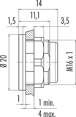 Scale drawing Snap-In Adapter, unshielded, Front mounting