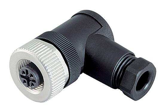 Illustration M12 Female angled connector, Contacts: 4, 6.0-8.0 mm, unshielded, screw clamp, IP67, UL 2238