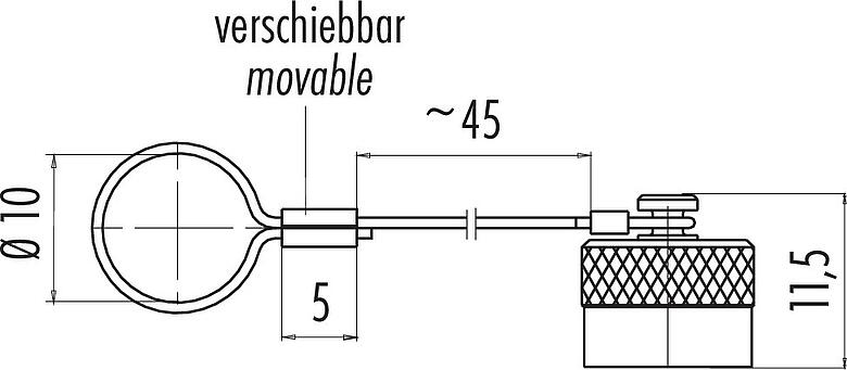Scale drawing Protecting cap, IP67, for male cable connector