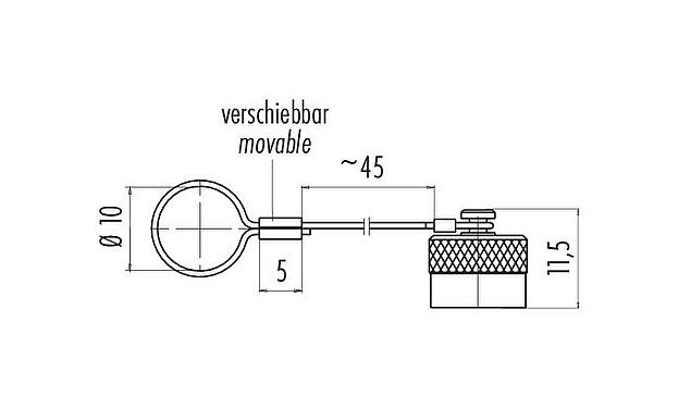 Scale drawing Protecting cap, IP67, for male cable connector