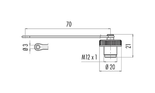 Scale drawing 08 2616 000 000 - M12-A/B/D/K/K/L/S/T/US/X - Protective cap for flange socket; Series 713/715/763/766/813/814/815/825/866/876