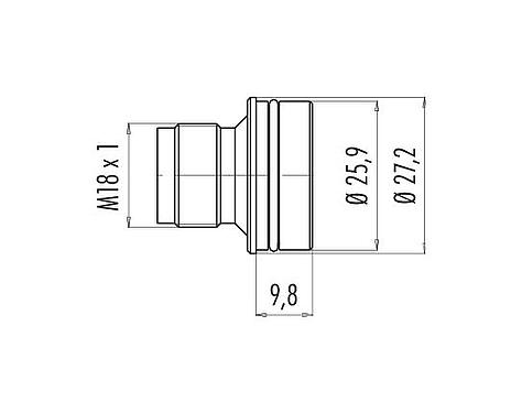 比例图 09 0443 50 04 - M18 适配器插头, 极数: 4, 非屏蔽, 焊接, IP67