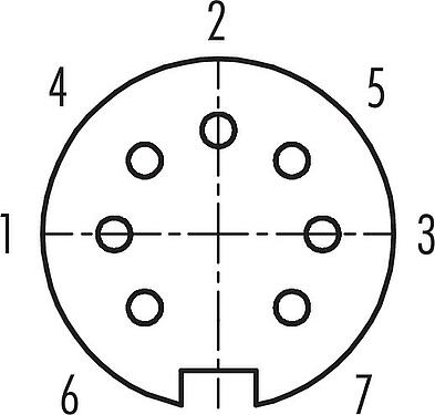 联系安排 (外掛程式側) M16 弯角孔头电缆连接器, 极数: 7 (07-b), 4.0-6.0mm, 非屏蔽, 焊接, IP40