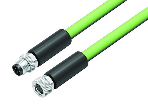Иллюстрация 77 5430 5429 50704-0200 - M8/M8 Соединительный кабель кабельный штекер - кабельная розетка, Количество полюсов: 4, экранированный, формовка на кабеле, IP67, Profinet/Ethernet CAT5e, PUR, зеленый, 4 x AWG 22, 2 м