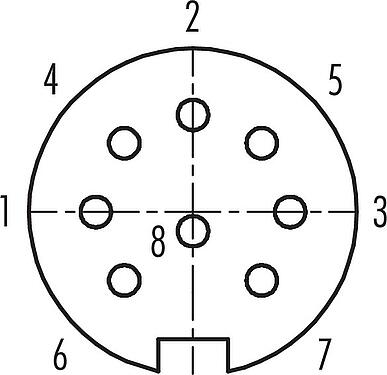 联系安排 (外掛程式側) Push Pull 孔头法兰座, 极数: 8, 可接屏蔽, 焊接, IP67, M21x1,0, 後壁安裝