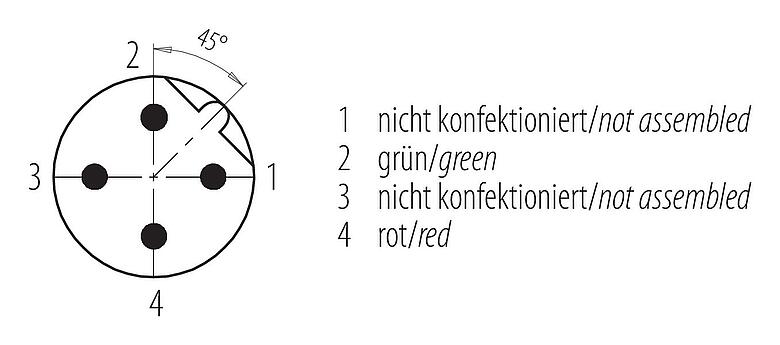 Contact arrangement (Plug-in side) M12 Male panel mount connector, Contacts: 2, shielded, with cable assembled, IP68, PG 9, Profibus, PUR, violet, 1 x 2 x 0.25 mm², Front mounting, 0.5 m