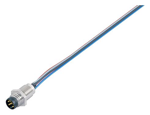 Illustration 76 6019 0111 00004-0200 - M8 Male panel mount connector, Contacts: 4, unshielded, single wires, IP67/IP69K, UL, M8x0.5