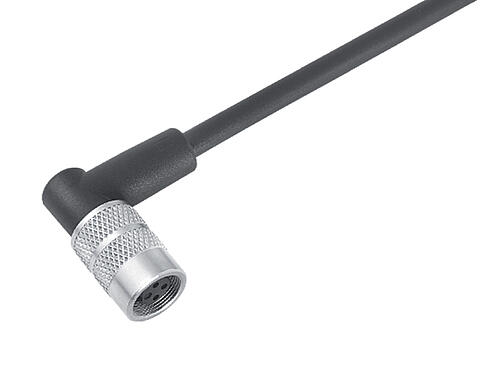 Illustration 79 1452 272 03 - M9 Female angled connector, Contacts: 3, unshielded, moulded on the cable, IP67, PUR, black, 3 x 0.25 mm², 2 m