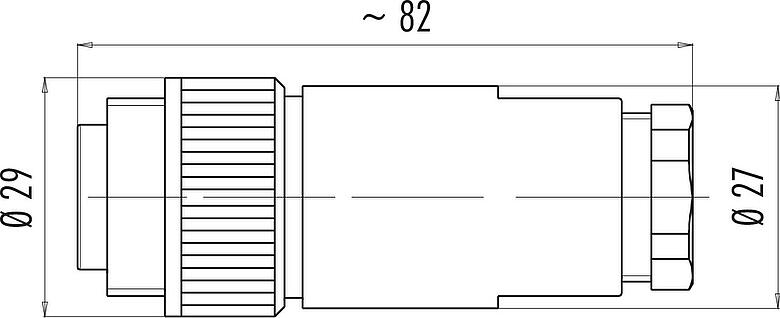 Scale drawing RD24 Male cable connector, Contacts: 6+PE, 12.0-14.0 mm, unshielded, crimping (Crimp contacts must be ordered separately), IP67, UL, ESTI+, VDE, PG 16