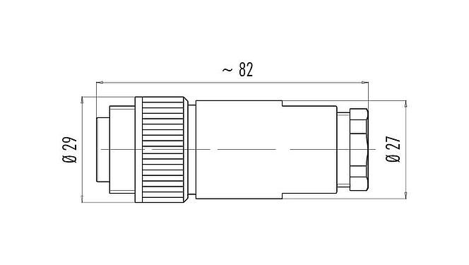 比例图 RD24 直头针头电缆连接器, 极数: 6+PE, 12.0-14.0mm, 非屏蔽, 压接(压接触点必须单独订购), IP67, UL, ESTI+, VDE, PG 16