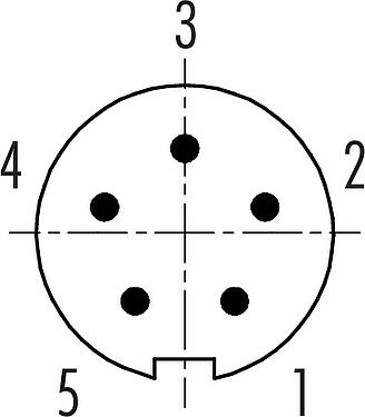 Contact arrangement (Plug-in side) Bayonet Male panel mount connector, Contacts: 5, unshielded, solder, IP40, M10x0.75, Front mounting