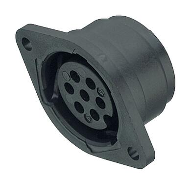 Illustration Bayonet Female panel mount connector, Contacts: 5, unshielded, solder, IP40, Front mounting