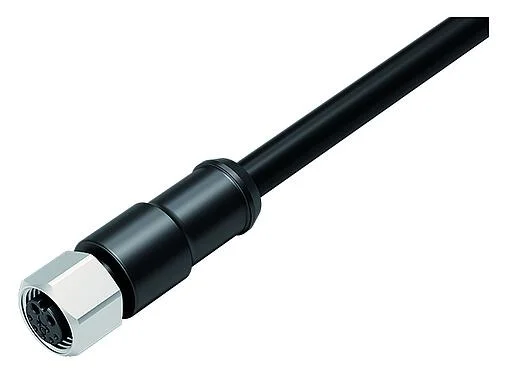 Illustration 77 8730 0000 30709-0185 - M12 Female cable connector, Contacts: 2+7, moulded on the cable, IP67, PUR, black, Power: 2 x 0.75 (AWG 18), Signal: 7 x 0.14 (AWG 26), 1.85 m