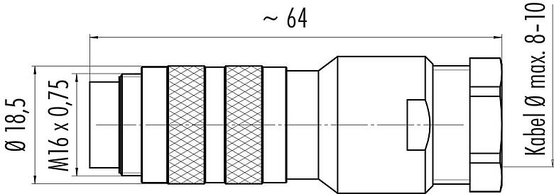 比例图 99 5871 15 08 - 直头针头电缆连接器, 极数: 8 (08-a), 8.0-10.0mm, 可接屏蔽, 焊接, IP68, UL, 符合AISG