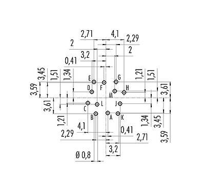 Conductor layout M16 Male panel mount connector, Contacts: 12 (12-a), unshielded, THT, IP67, UL 2238, M18x0,75, Rear mounting