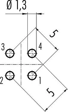 导体结构 M12 集成插头, 极数: 4, 非屏蔽, THT, IP67
