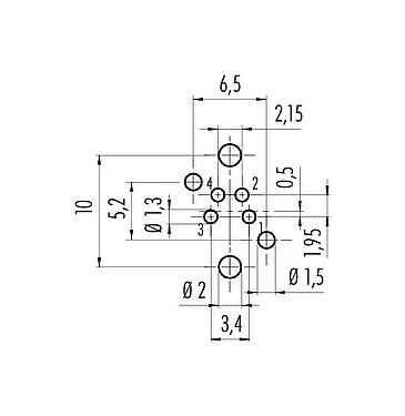 导体结构 99 3390 281 04 - M8 孔头法兰座, 极数: 4, 非屏蔽, THR, IP67, UL