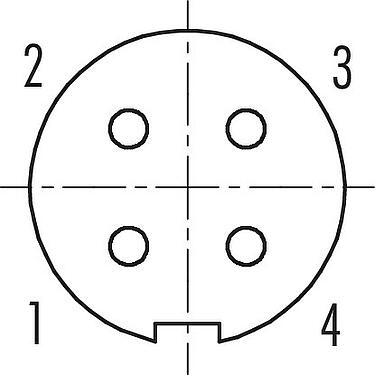 联系安排 (外掛程式側) M9 直头孔头电缆连接器, 极数: 4, 3.5-5.0mm, 可接屏蔽, 焊接, IP67, 带防护袖口