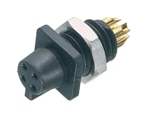 Illustration Snap-In Female panel mount connector, Contacts: 3, unshielded, solder, IP40, 1/4" 28 UNF, Front mounting