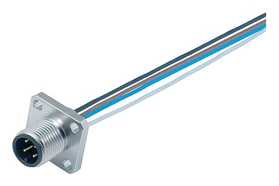 Illustration 76 0931 0111 00008-0200 - M12 Square male panel mount connector, Contacts: 8, unshielded, single wires, IP40, UL, Square
